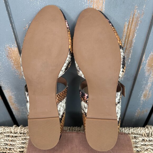 Madewell Alina Mary Jane Snake Embossed Leather Flat Sz 7 - Picture 12 of 14